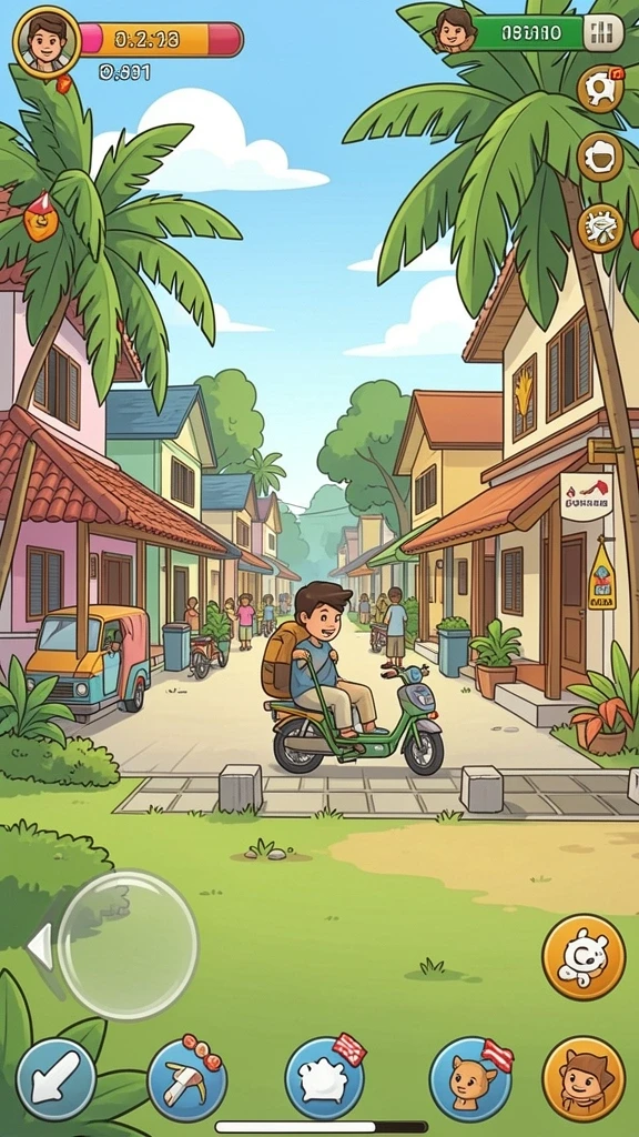 Tangkapan layar kedua menunjukkan peta permainan yang berwarna-warni dan detail.