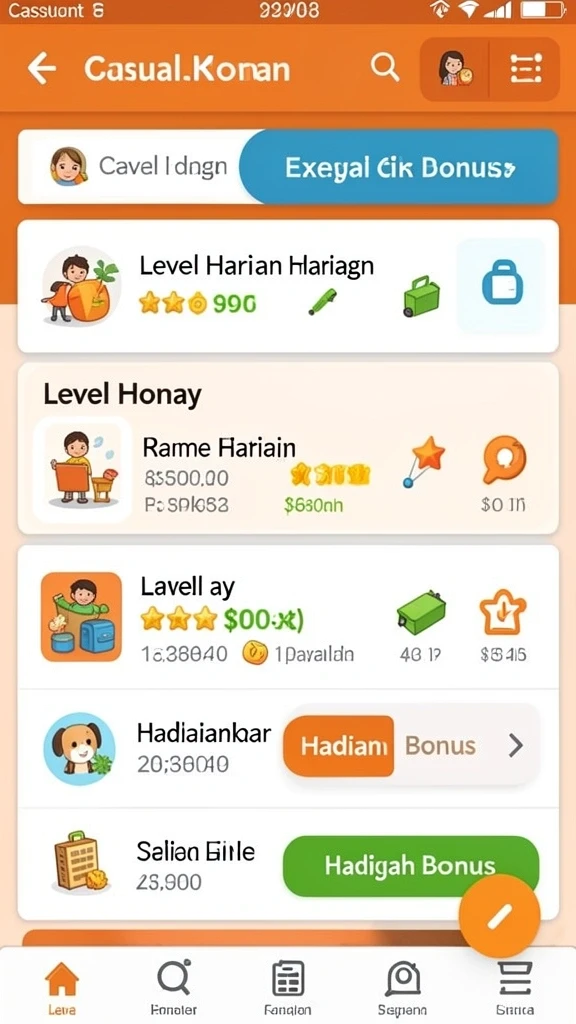 Level permainan yang beragam dan menantang.