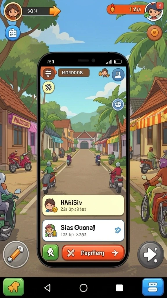 Screenshot menunjukkan karakter utama dalam aksi petualangan.