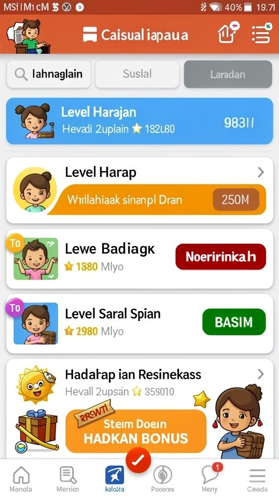 Gameplay yang seru dan menantang dengan banyak level.