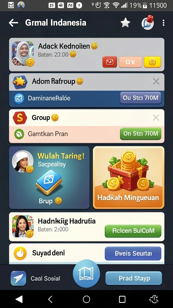 Gambaran fitur sosial yang memungkinkan interaksi dengan pemain lain.